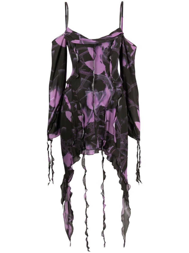 Black Printed Chiffon Mini Dress