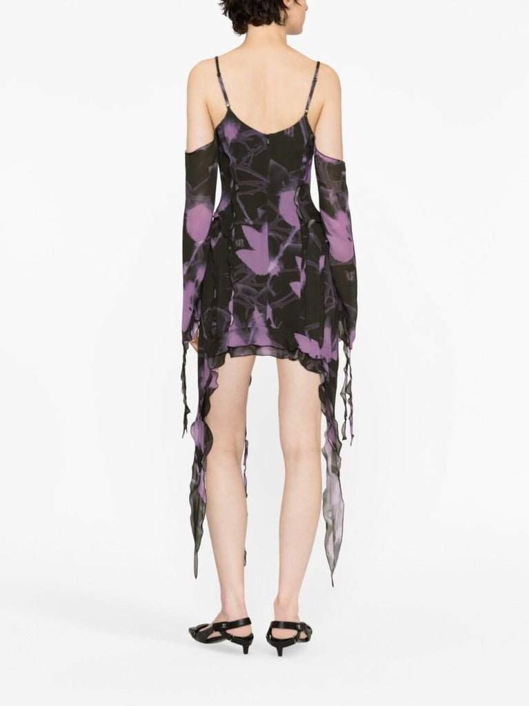 Black Printed Chiffon Mini Dress