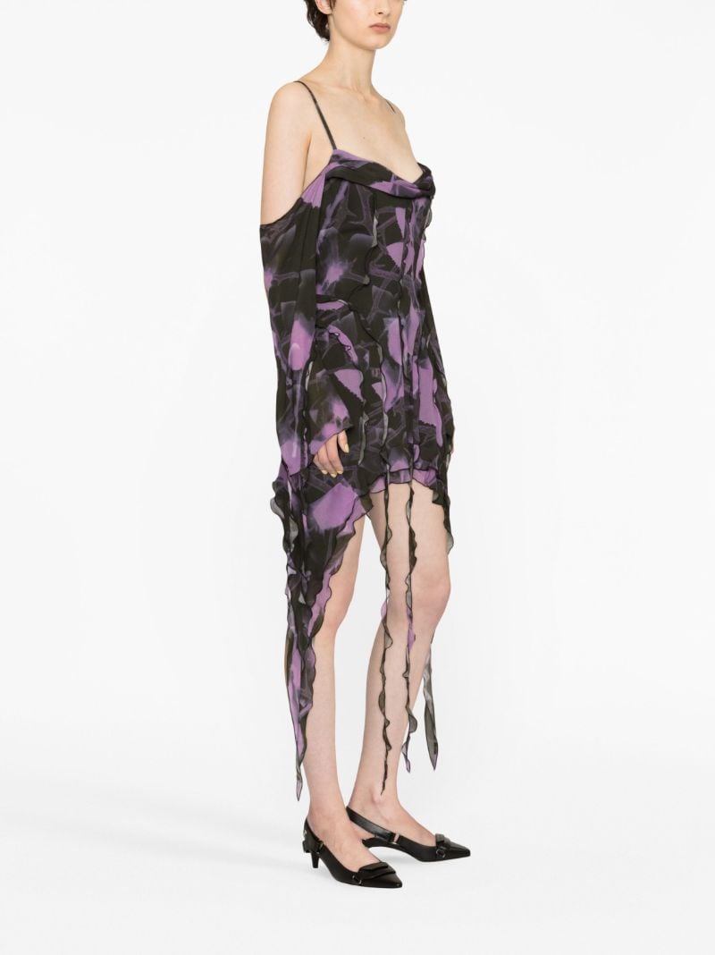 Black Printed Chiffon Mini Dress