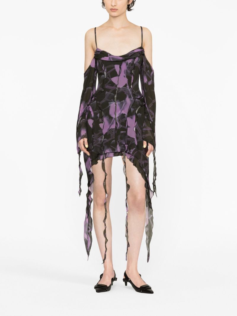 Black Printed Chiffon Mini Dress