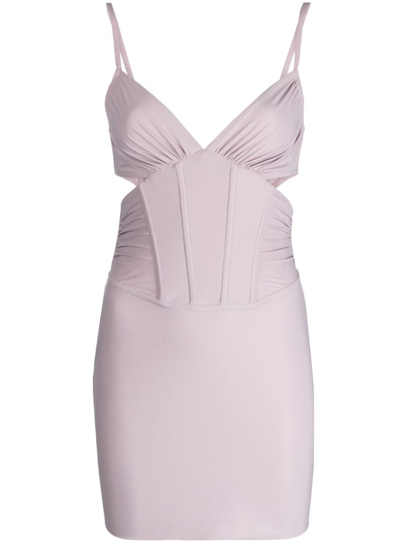 Purple Corset-style Cut-out Mini Dress