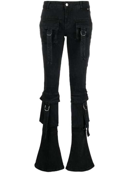 Black Low-rise Cargo Skinny Jeans