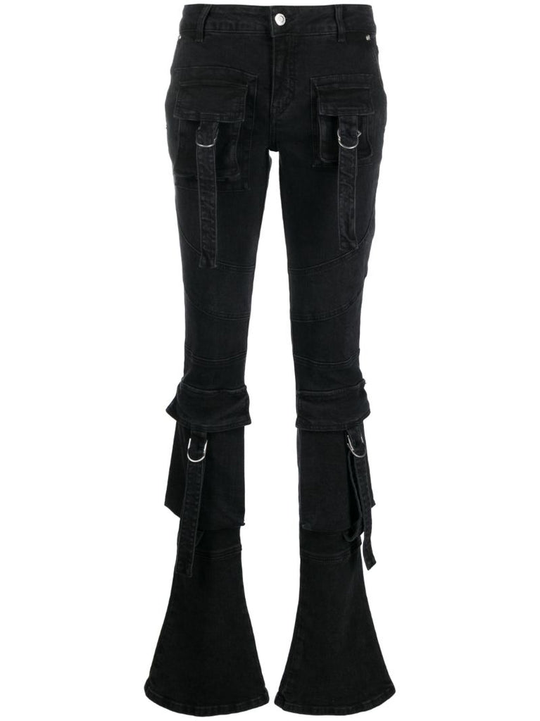 Black Low-rise Cargo Skinny Jeans