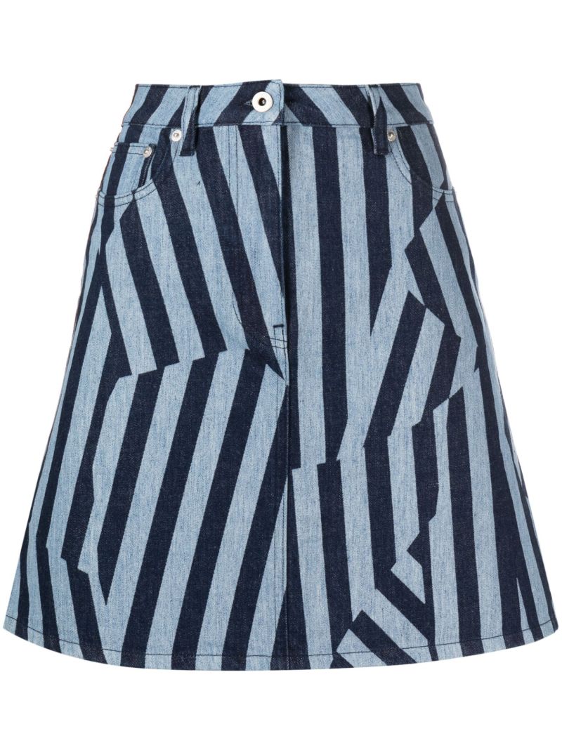 Blue Dazzle Stripe Denim Skirt