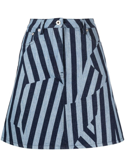 Blue Dazzle Stripe Denim Skirt