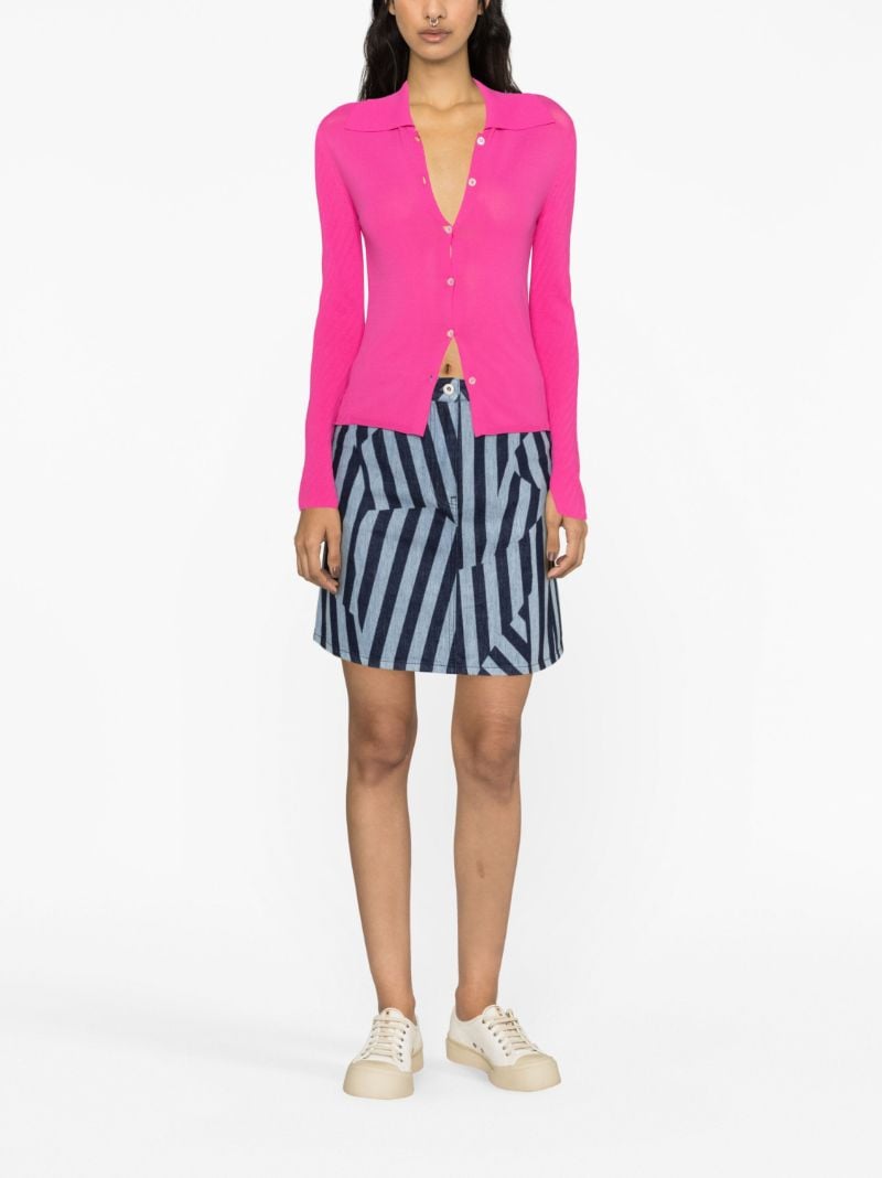 Blue Dazzle Stripe Denim Skirt