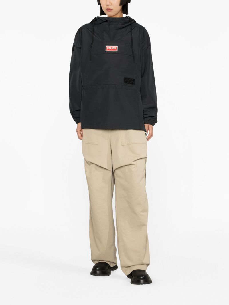 Black Hooded Windbreaker Jacket
