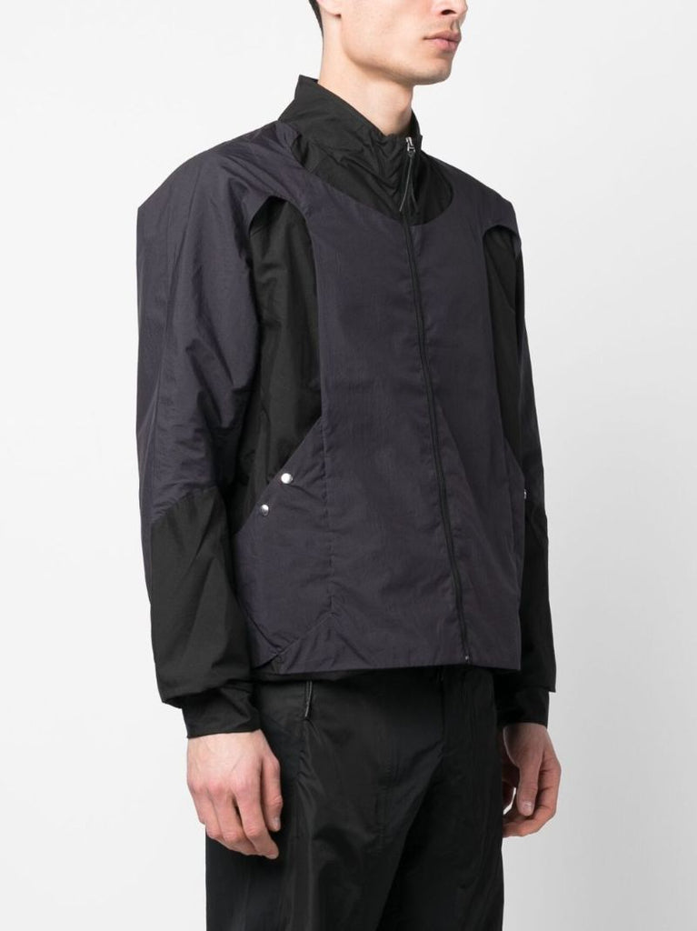 Black Manifold Panelled Zip-up Jacket