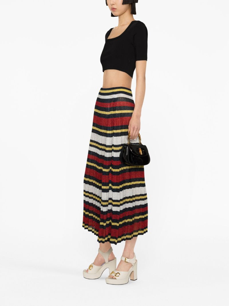Multicolour Striped Midi Skirt