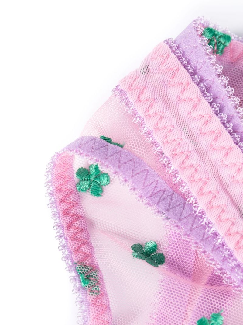 Pink Arella Embroidered Tulle Thong