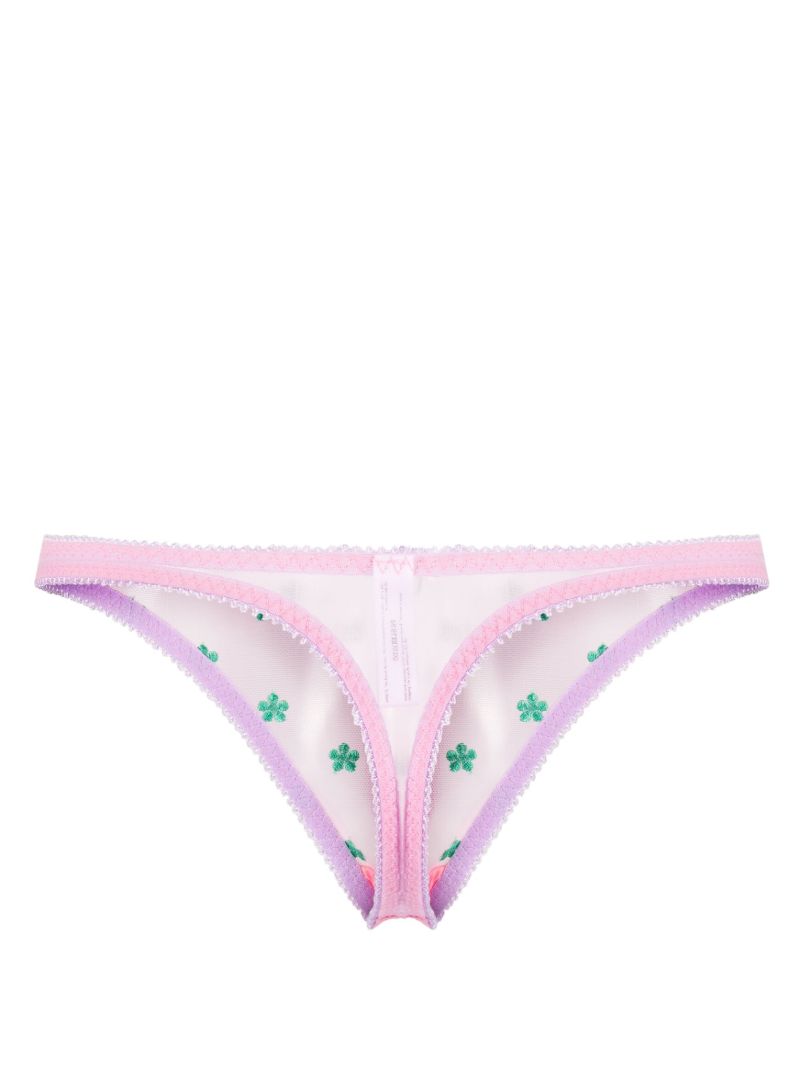 Pink Arella Embroidered Tulle Thong