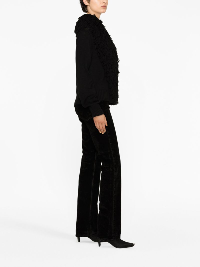 Black Fringe Lapels Wool Cardigan