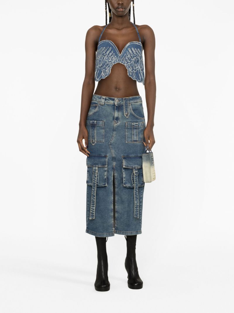 Blue Denim Midi Skirt