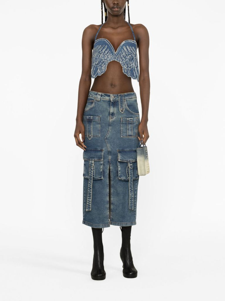 Blue Denim Midi Skirt