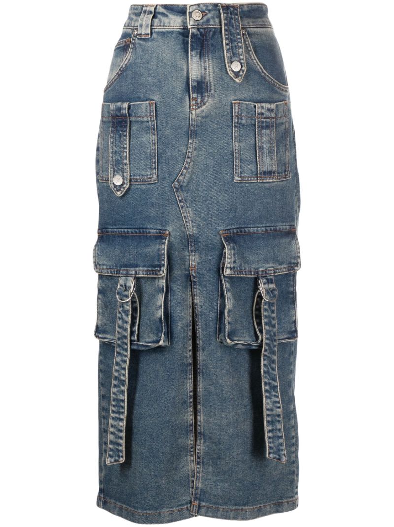 Blue Denim Midi Skirt