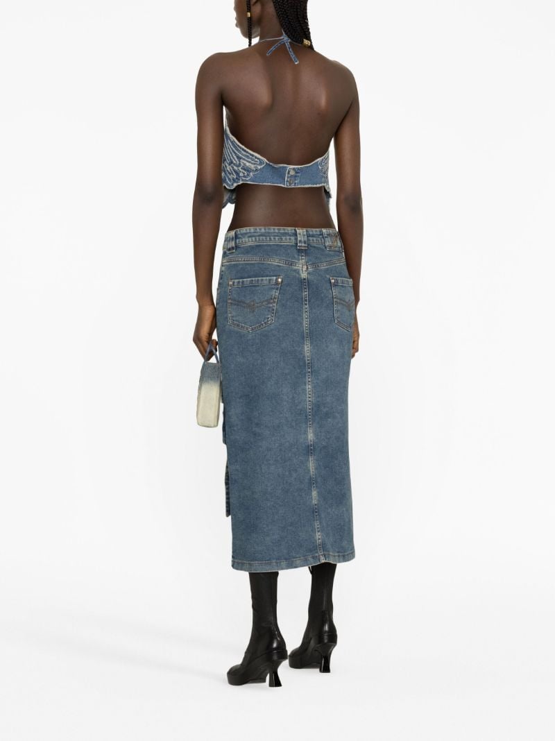 Blue Denim Midi Skirt