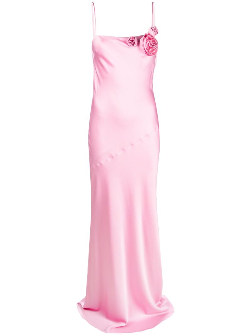 Pink Rose AppliquÃ© Maxi Dress
