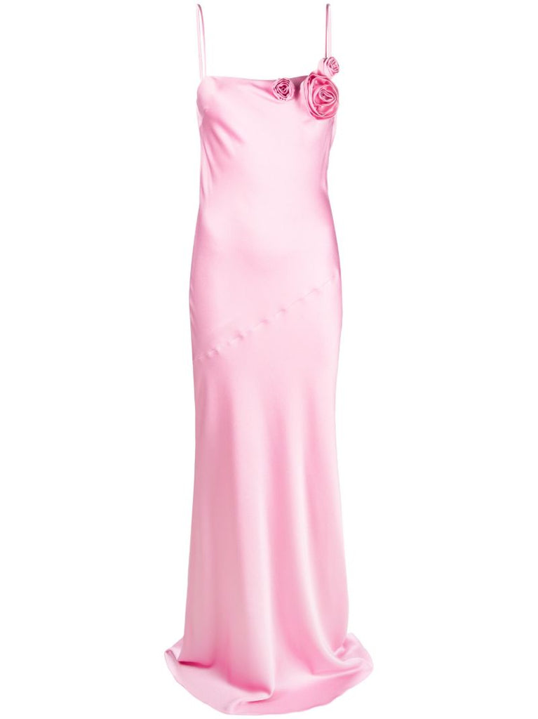 Pink Rose AppliquÃ© Maxi Dress
