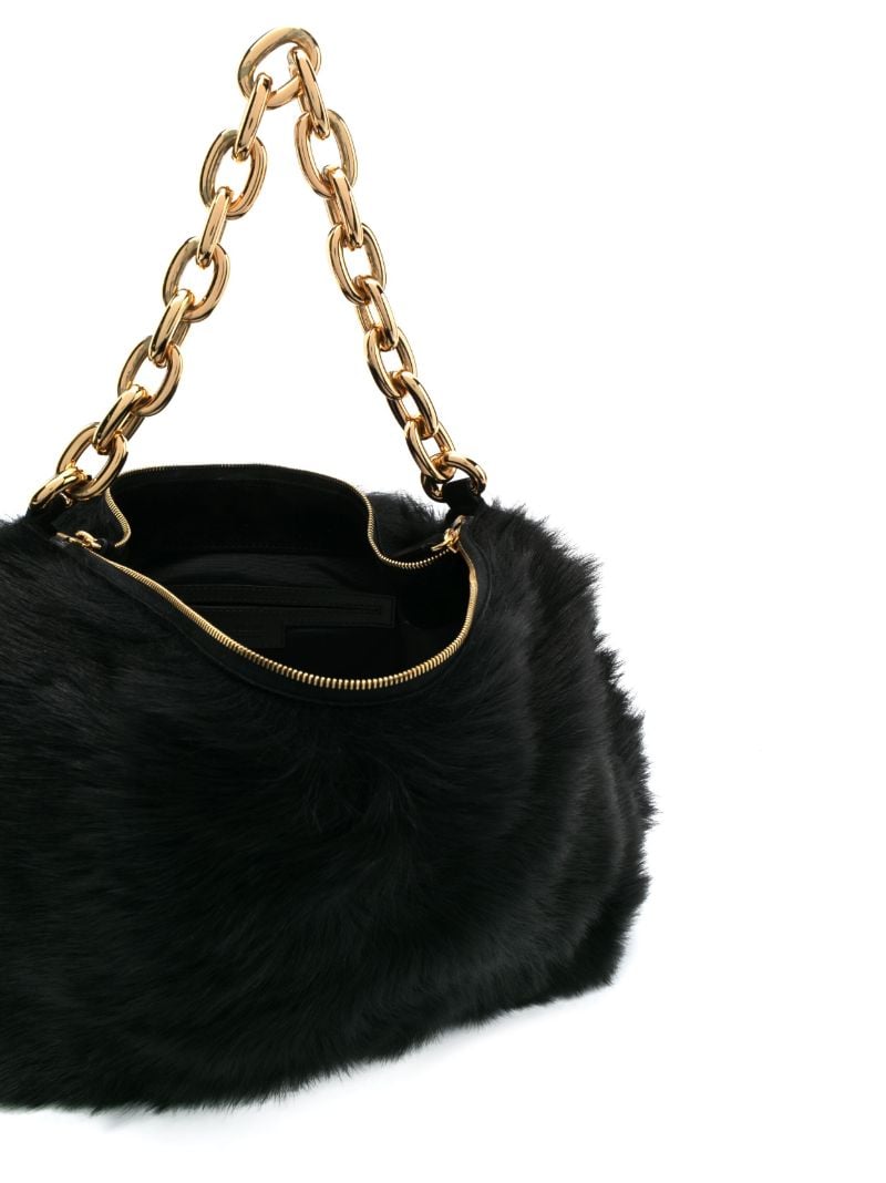 Black the Clara Shearling Shoulder Bag