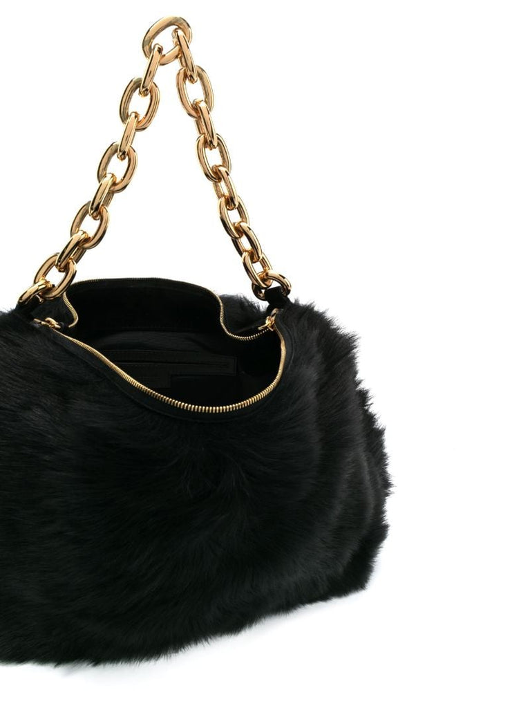 Black the Clara Shearling Shoulder Bag