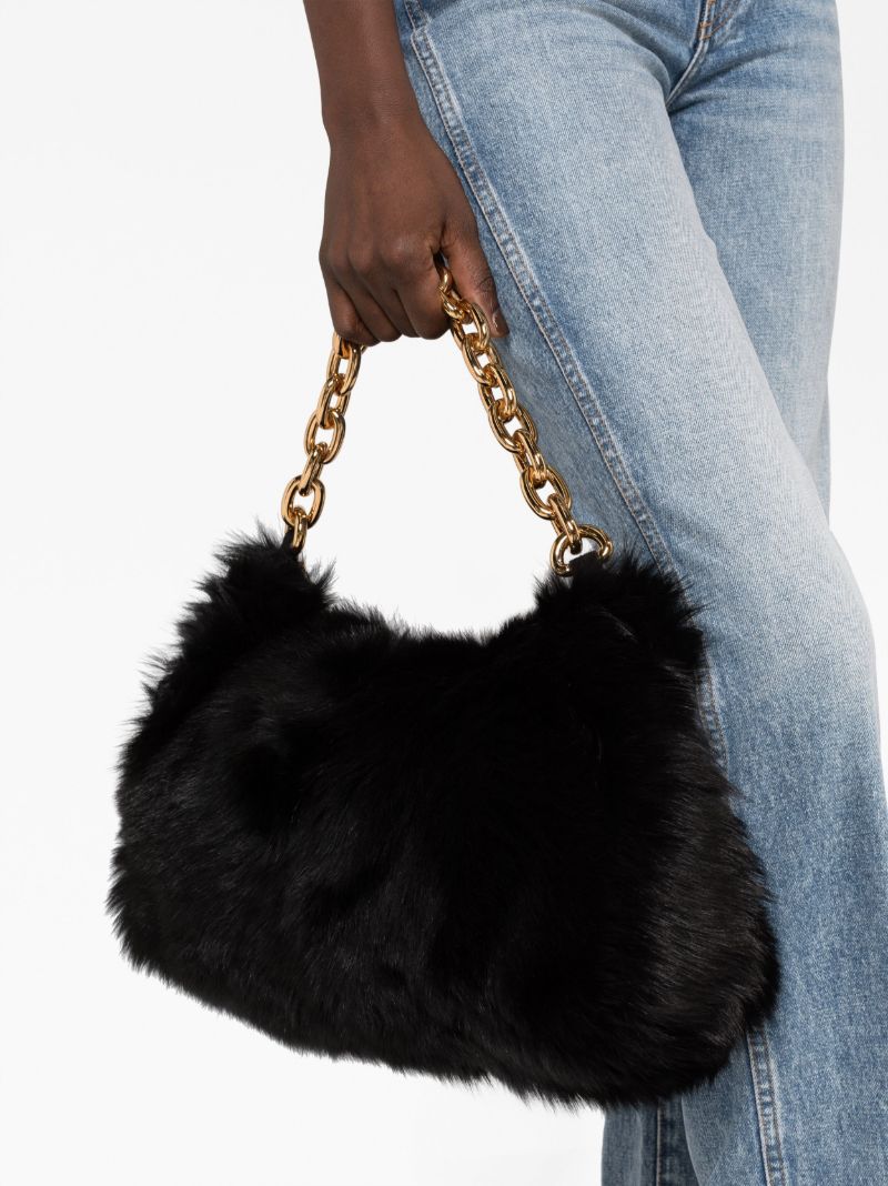 Black the Clara Shearling Shoulder Bag