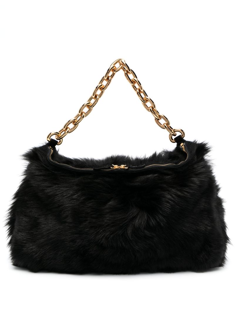 Black the Clara Shearling Shoulder Bag