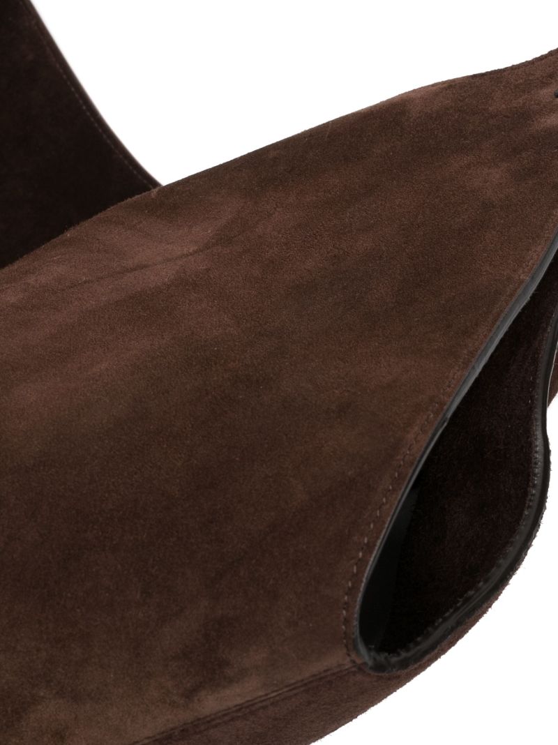 Brown Lotus Suede Shoulder Bag