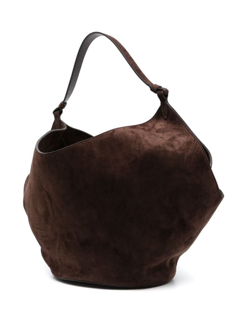 Brown Lotus Suede Shoulder Bag