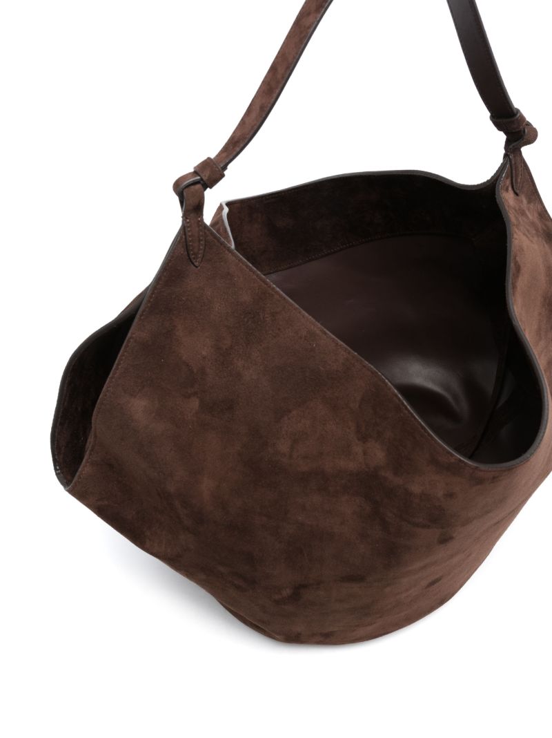 Brown Lotus Suede Shoulder Bag