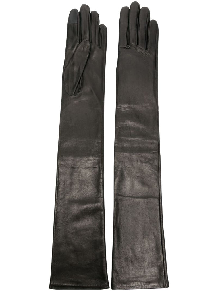 Black Glamour Long Leather Gloves