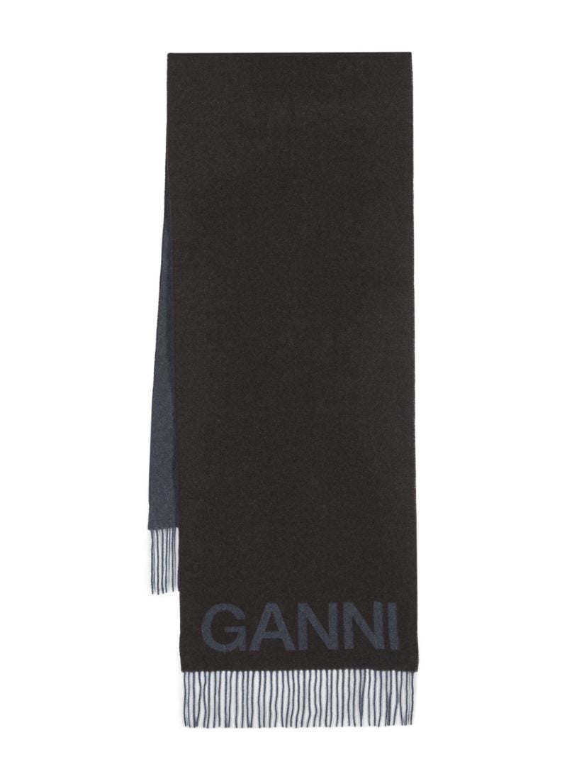 Brown Logo-jacquard Wool Scarf