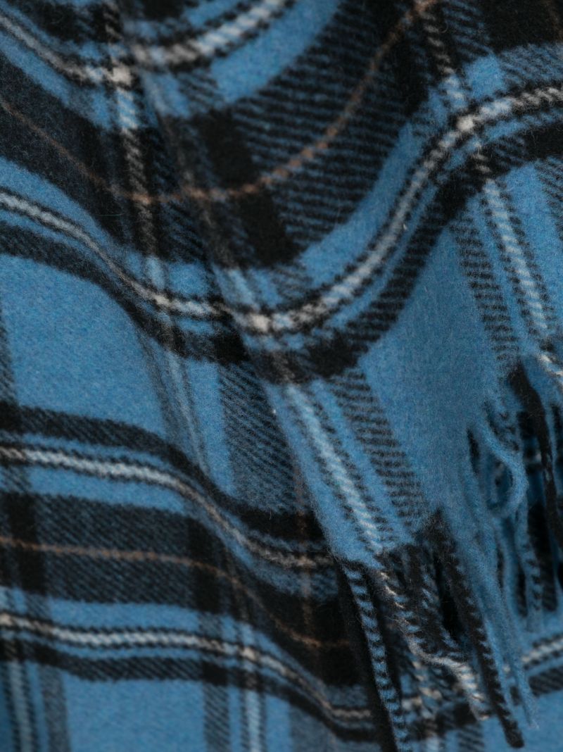 Blue Check Pattern Wool Scarf