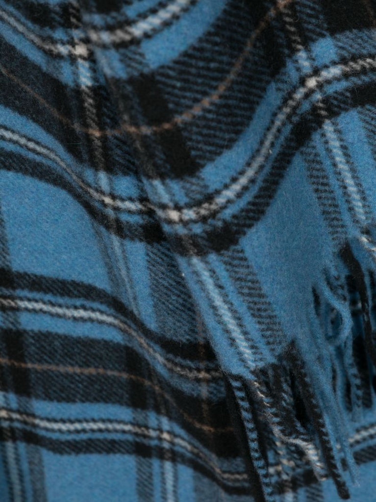 Blue Check Pattern Wool Scarf