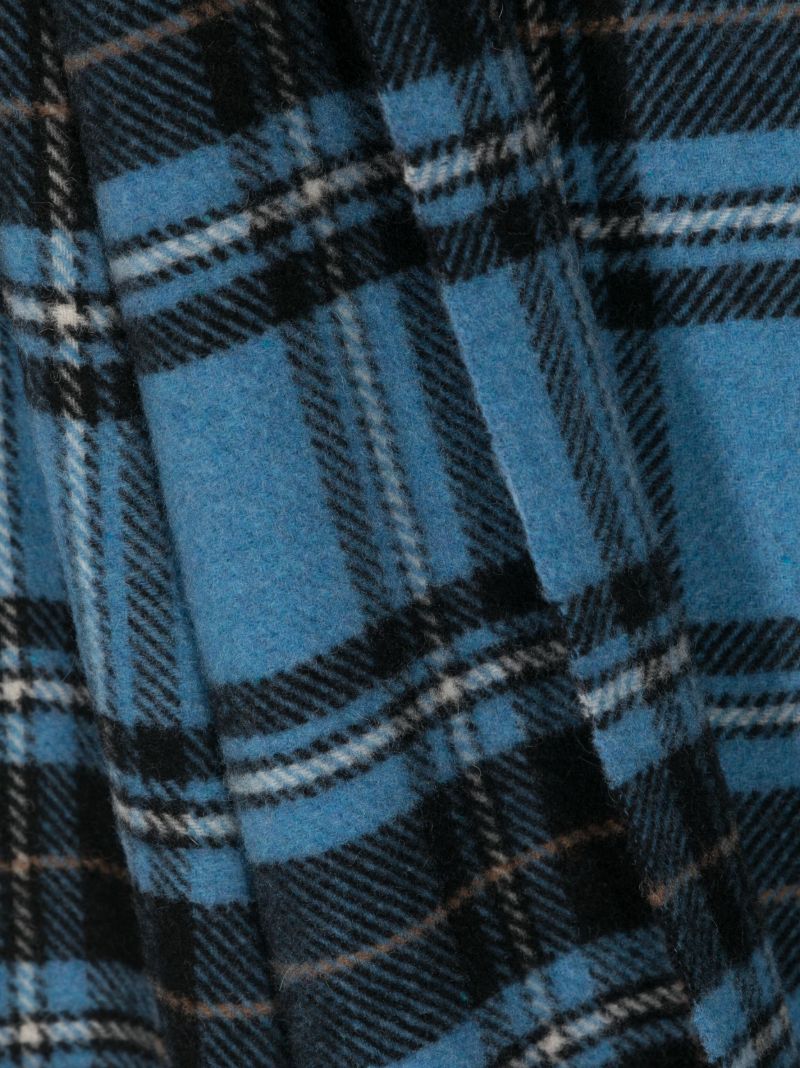 Blue Check Pattern Wool Scarf