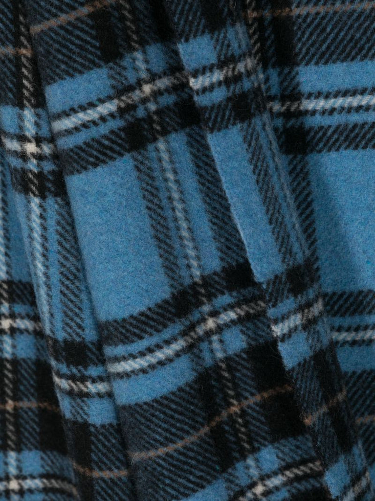 Blue Check Pattern Wool Scarf