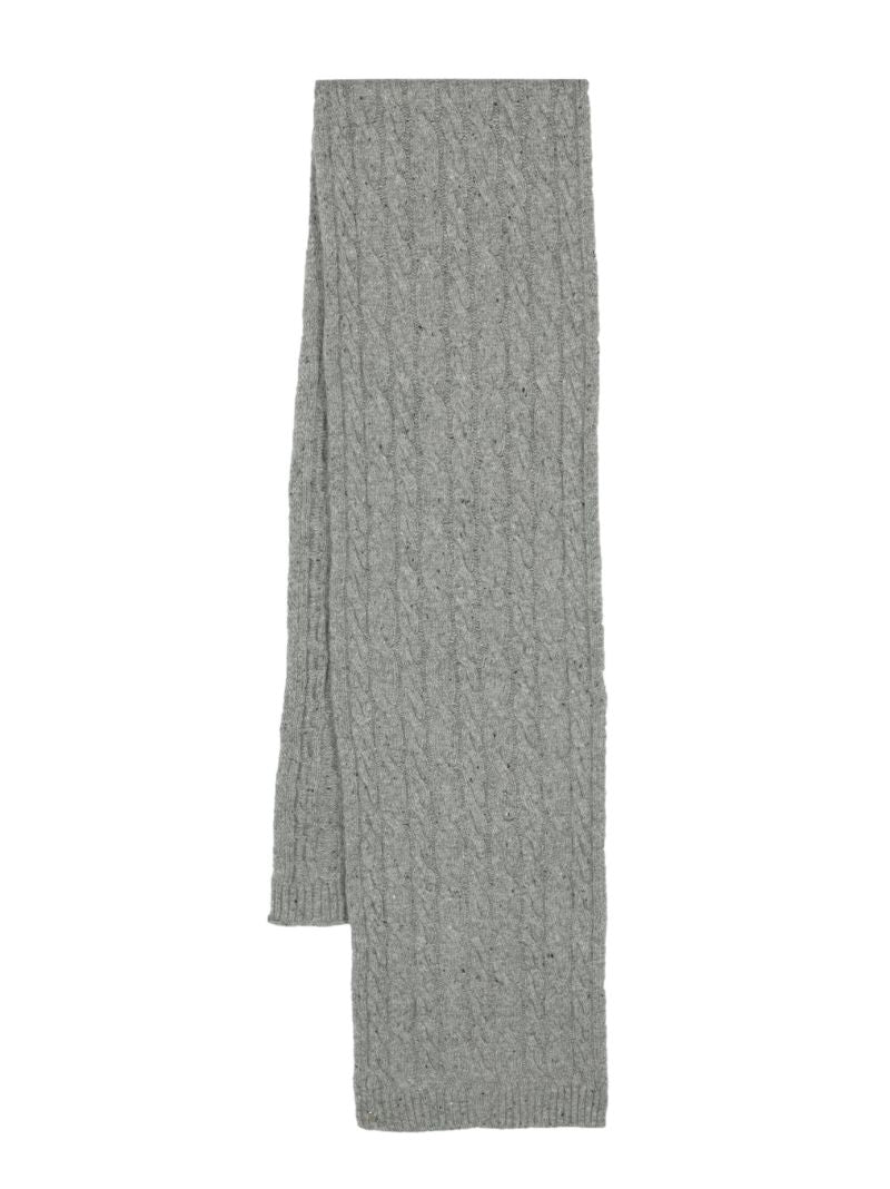 Grey Cable Knit Cashmere Scarf