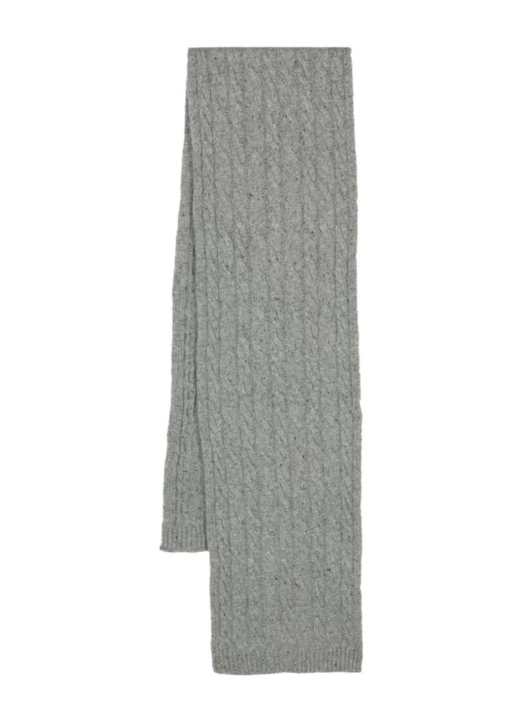 Grey Cable Knit Cashmere Scarf
