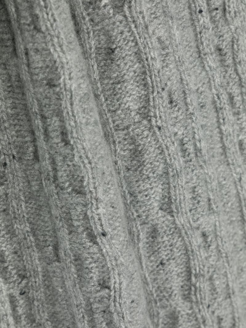Grey Cable Knit Cashmere Scarf