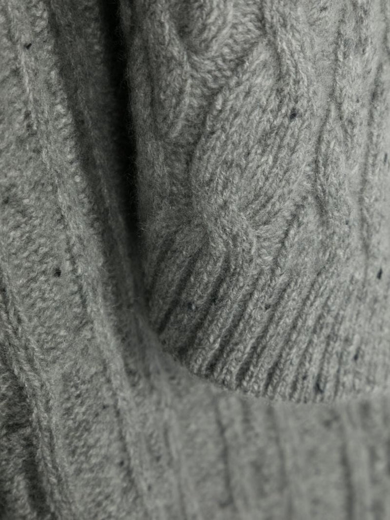 Grey Cable Knit Cashmere Scarf