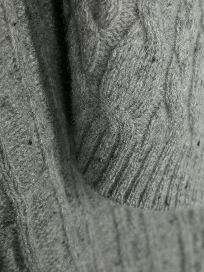 Grey Cable Knit Cashmere Scarf
