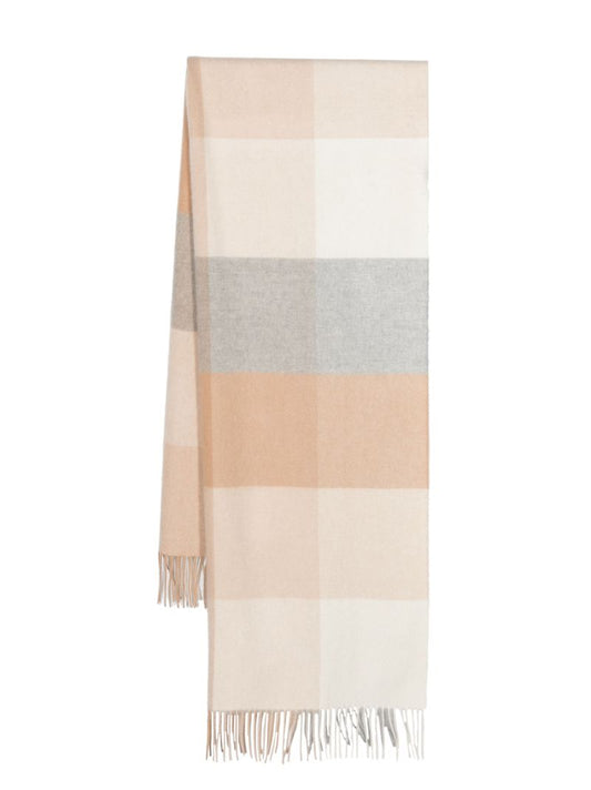 Neutral Cashmere Checked Scarf
