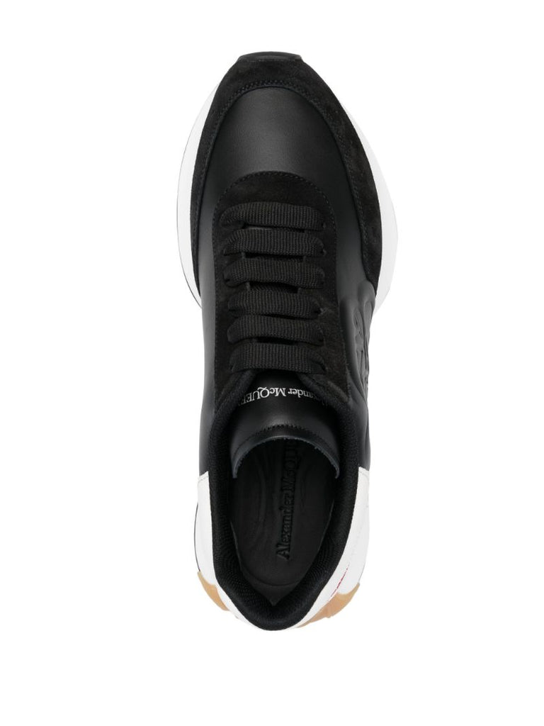 Black Embossed Logo Sneakers