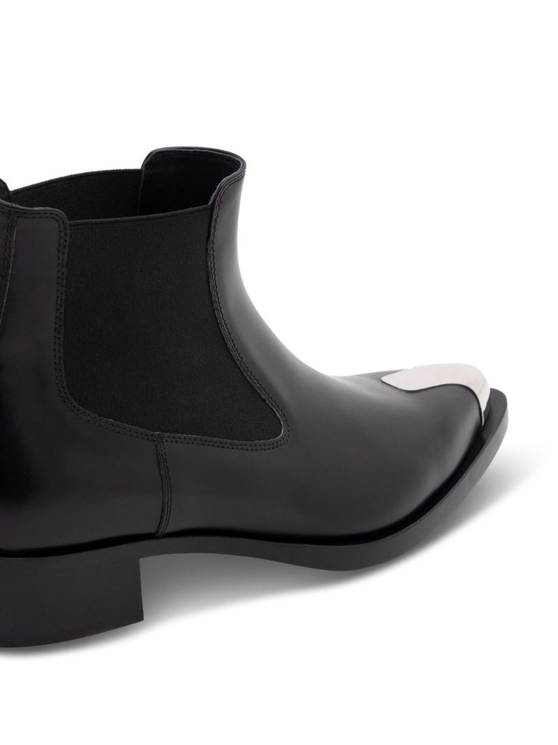 Black Punk Leather Chelsea Boots