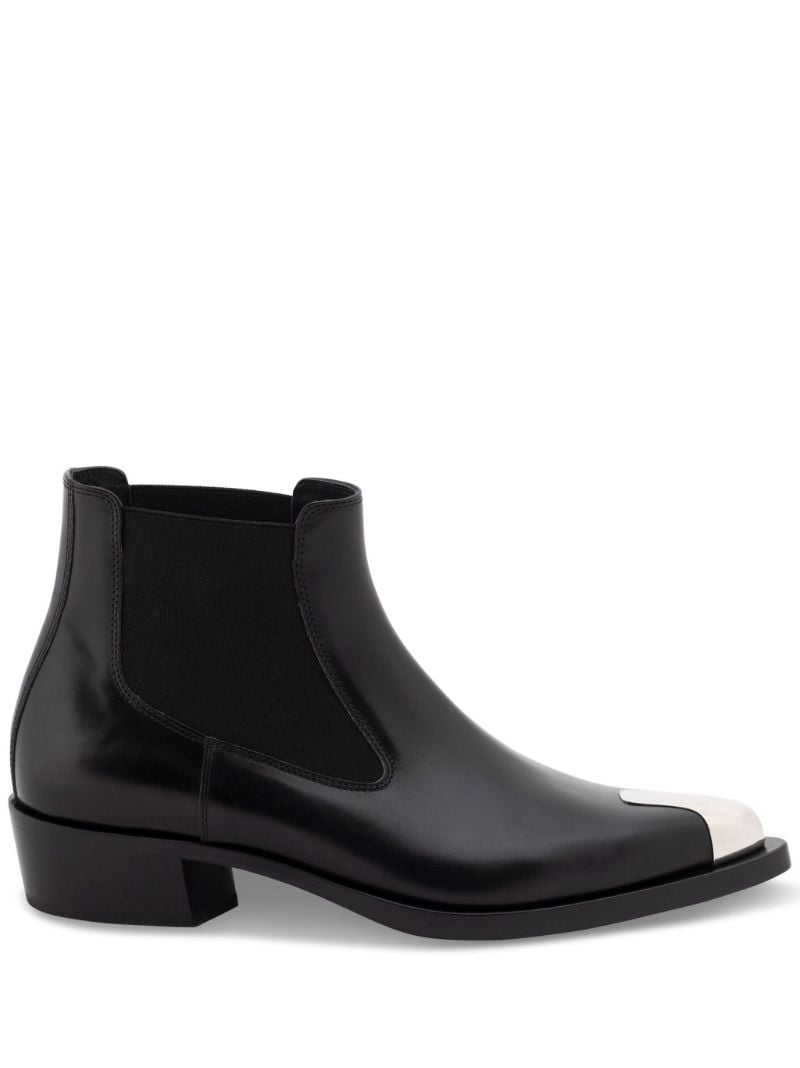 Black Punk Leather Chelsea Boots