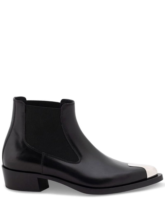 Black Punk Leather Chelsea Boots