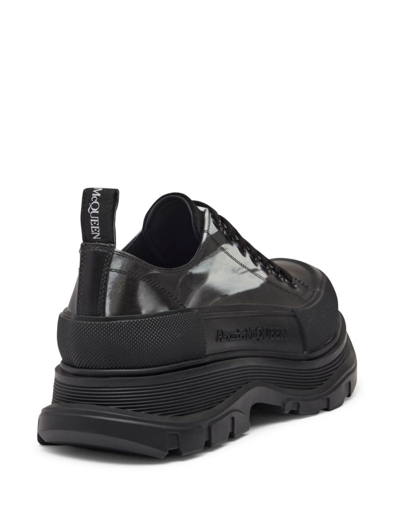Black Tread Slick Leather Sneakers