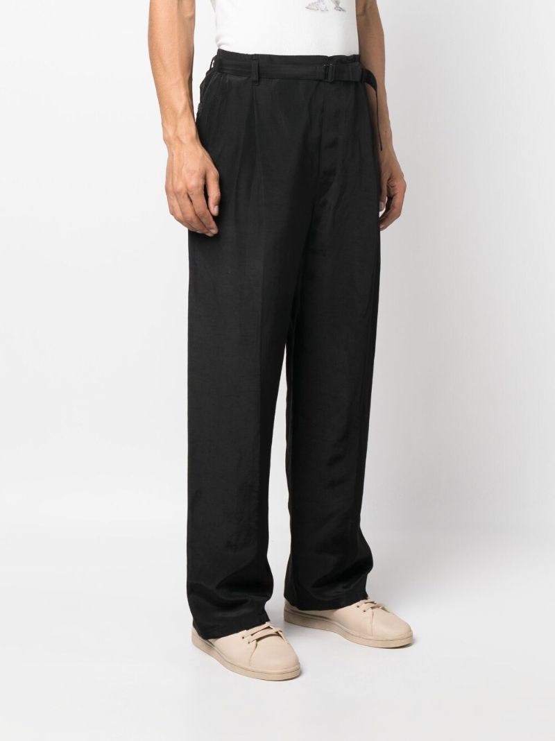 Black Belted Straight-leg Trousers