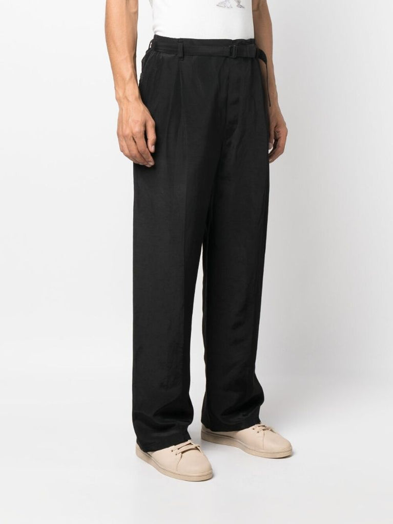 Black Belted Straight-leg Trousers