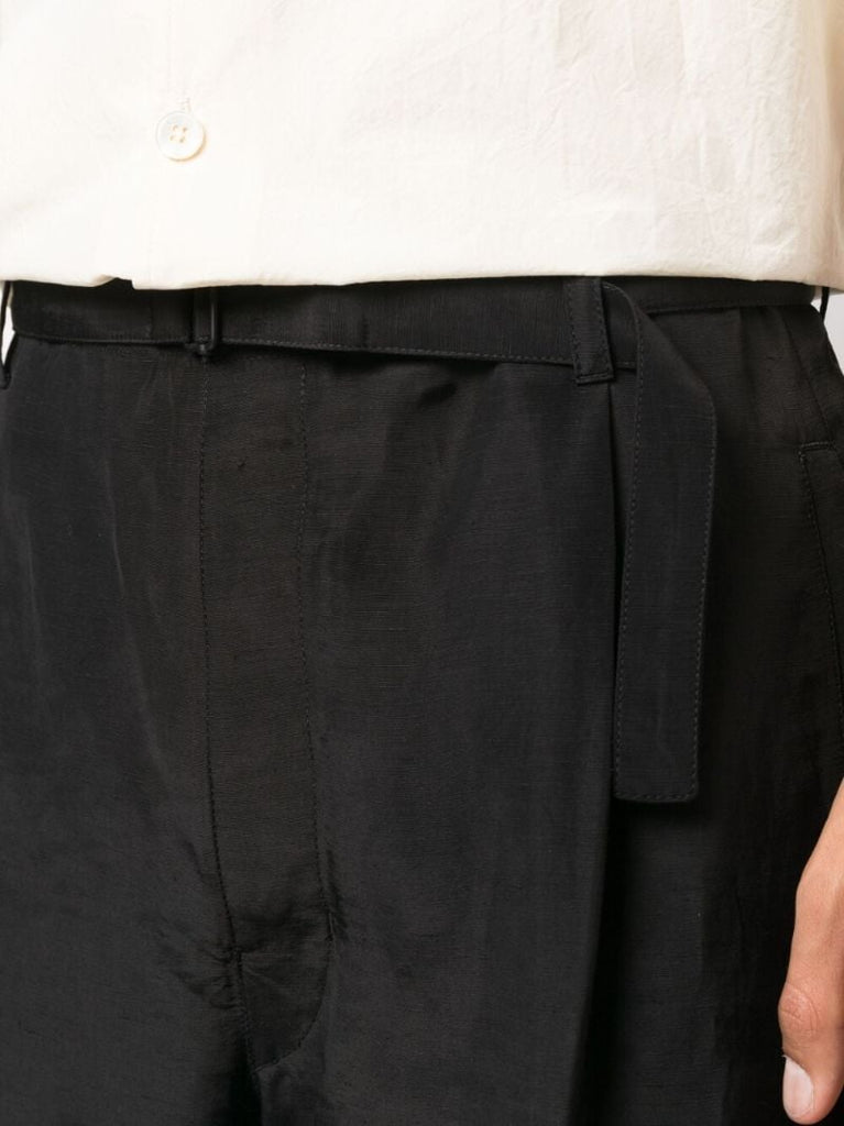 Black Belted Straight-leg Trousers
