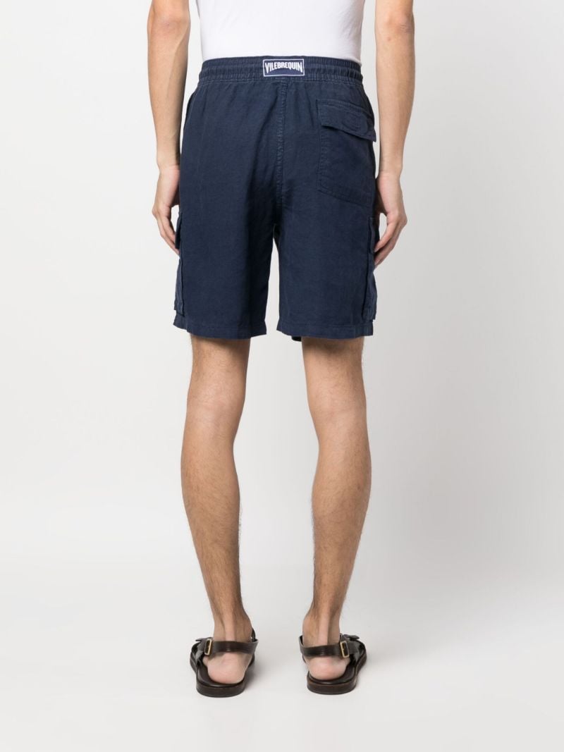 Blue Linen Deck Shorts